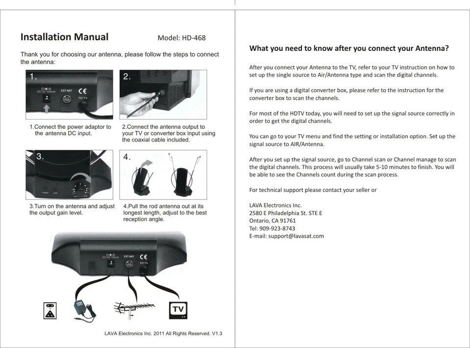 Indoor Digital TV Antenna Table Amplified Signal Booster HDTV UHF VHF FM - Изображение 3 из 4