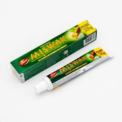 Dabur Miswak Zahnpasta Fluoridfreie Zahncreme 75g Kräuterzahnpasta Natur Siwak