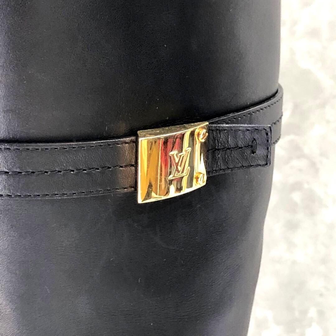 LOUIS VUITTON Long Heel Boots Black Leather Rare Authentic EU34 US4 From Japan thumbnail 8