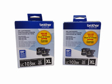 Lot of 2 Brother Ink Printer Cartridge LC 103 BK XL Black 2 Pack EXP. 2019/2021