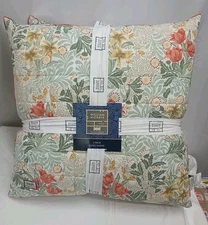 WILLIAM MORRIS BOWER SAGE 2 EURO PILLOW SHAMS SET with INSERTS NEW