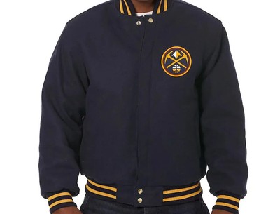 Letterman Denver Nuggets Navy Blue All Wool Varsity Jacket