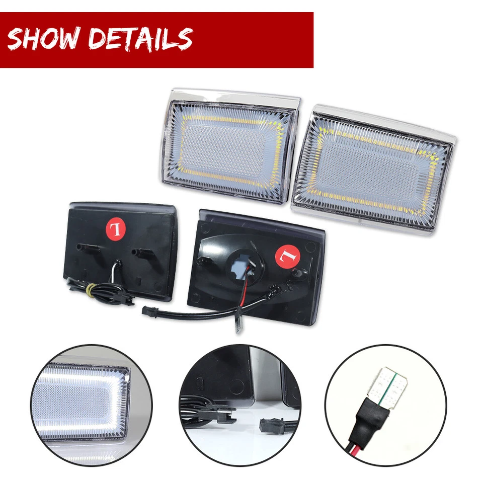 4x Marcador lateral superior e inferior luces LED blancas para blazer suburbano 88-93 C K 3500 Foto 3 de 4