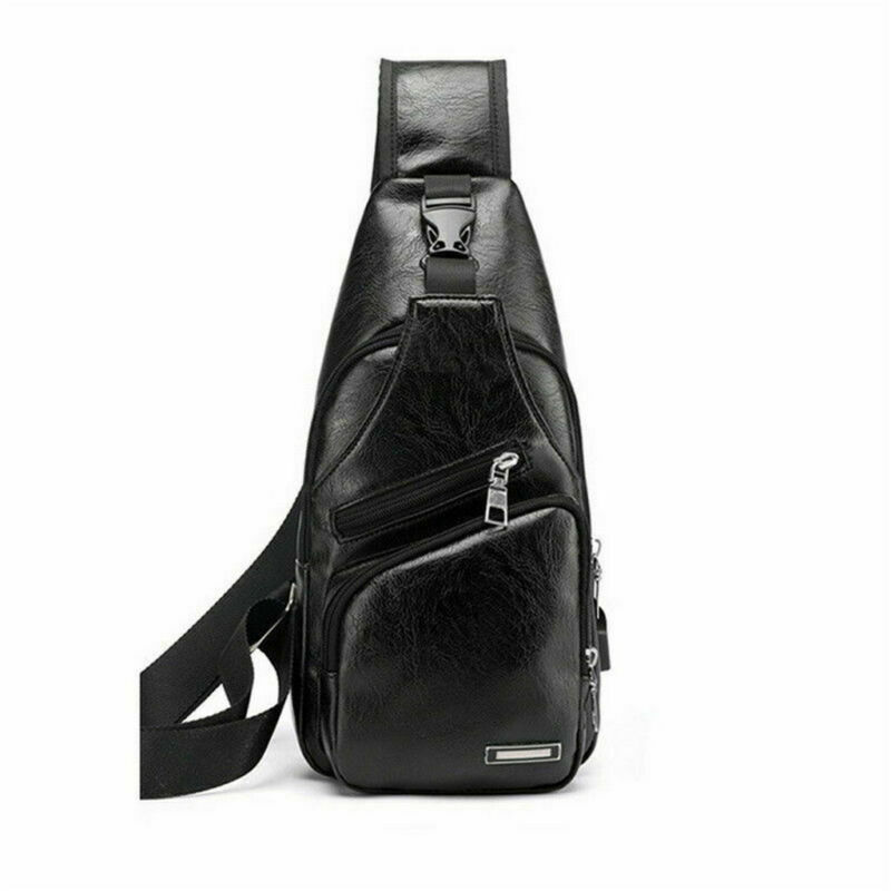 Mens Chest Shoulder Backpack Sling Cross Body Man Leather Satchel Travel Bag US