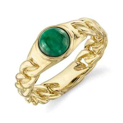 14K Gelbgold Malachit Ring 1,00 CT Cabochon Natur Gelb Goldring - Bild 1 von 3