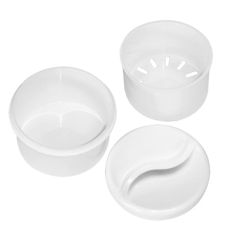 MARKENLOS Ratiomed Zahnprothesenbehälter mit Einsatz - Saubere Aufbewahrung in Weiß