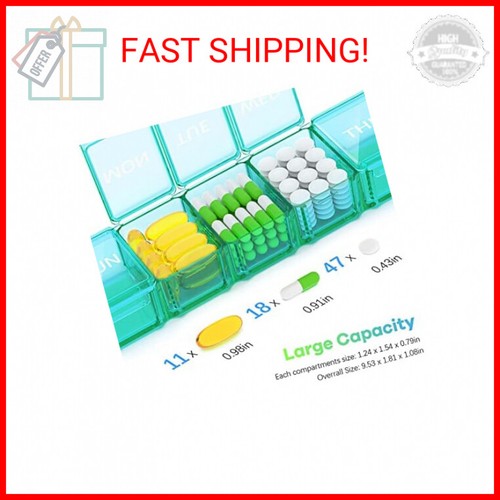 Extra Large Pill Organizer 2 Pack, XL Pill Box 7 Day, Weekly Pill Case with Larg - Picture 2 of 2