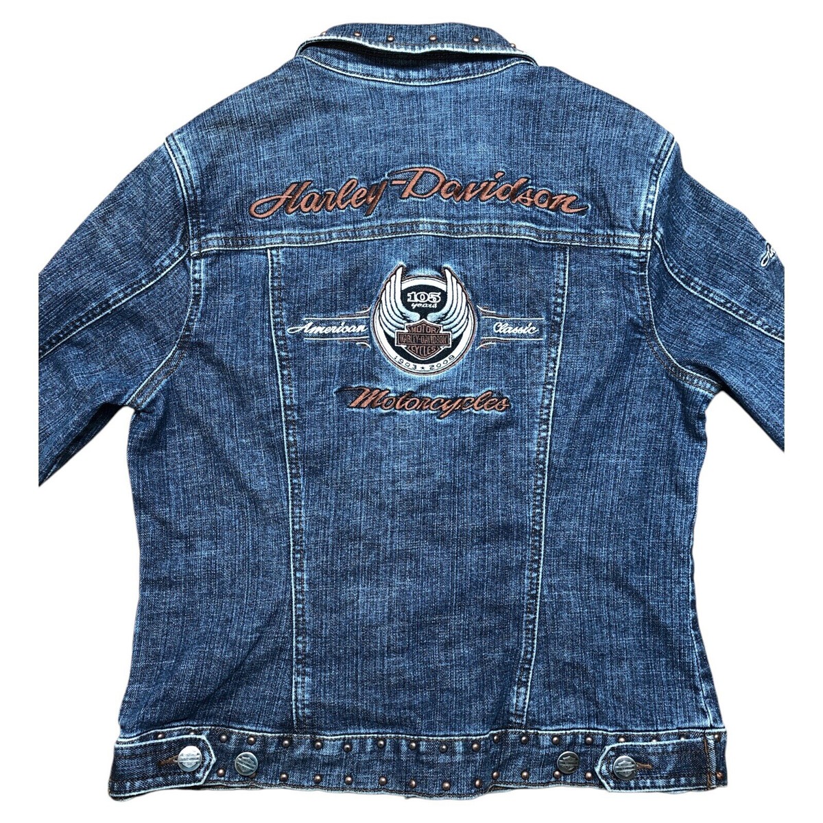 Harley-Davidson デニムジャケット Vtg Harley Davidson Motorcycle Denim Jean Jacket Womens S