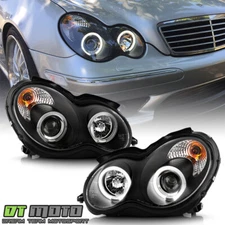 BLK 2001-2007 Benz W203 C-Class Halo Projector Headlights C230 C240 C320 C32 C55