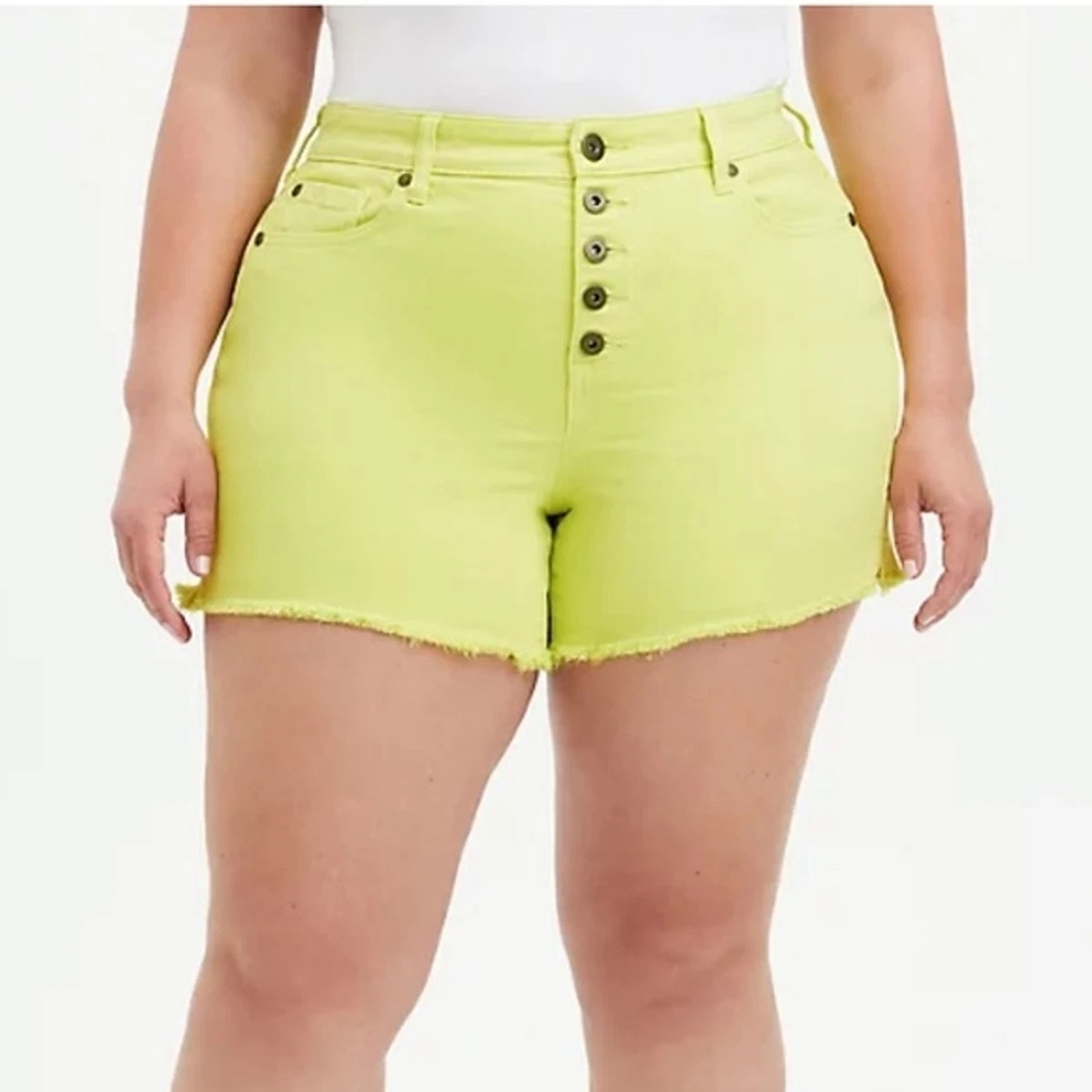 TORRID 5 Inch Vintage Stretch High Rise Shorts Neon Yellow Size 20