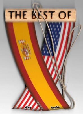 Rear view mirror car flags Spain and USA Spanish unity flagz for inside the car