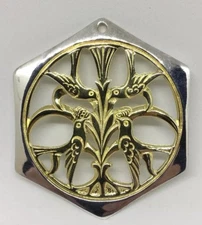 Vintage Reed & Barton 12 Days Of Christmas Ornament Silver Gold #4 Calling Birds