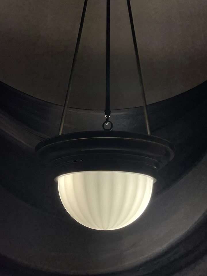 RESTAURADO Antiguo De Colección Art Deco Vidrio Cuenco Araña Vestíbulo Colgante Luz 1920 30s Foto 4 de 4