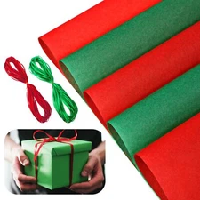 50 Sheets Christmas Large Tissue Paper 19.6x27.5" Red Green with 2 Ribbons