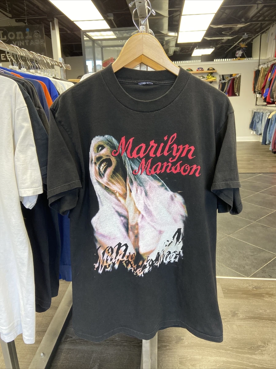 Vintage 90s Marilyn Manson Sweet Dreams T Shirt Sz Mens L? Black RARE Metal 362