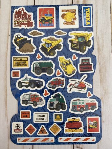 Tonka Truck Stickers Construction Police Vehicles Fire Engine Traffic Signs New - Afbeelding 1 van 6