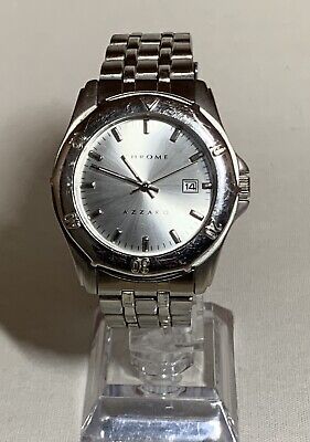 Chrome By Azzaro Men's Silver Tone Watch With Date Indicator Chrome By Azzaro Men's Silver Tone Watch With Date Indicator