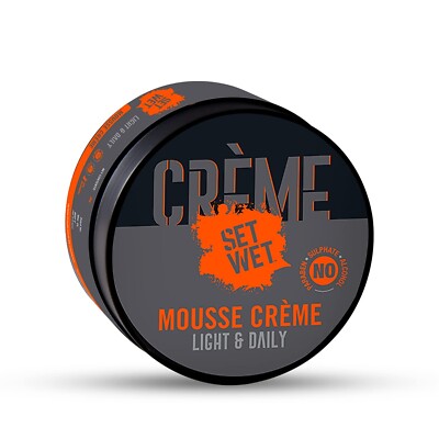 Set Wet Hair Wax For Men -Mousse Crème 60g/Daily Styling,Ultra Light,Non-Sticky
