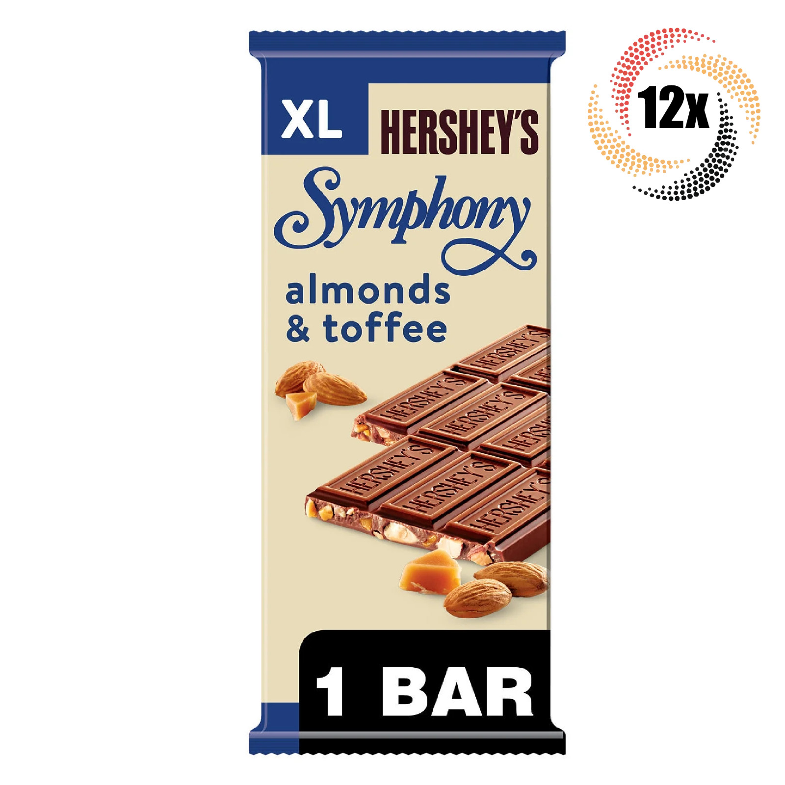 Полная коробка из 12 батончиков Hersheys Symphony с миндалем и ирисами Конфеты размера XL 425 унции 10490₽