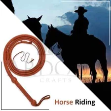 BullWhip Indiana 6 feet long 12 plait Genuine Real Leather Bull -Whip HeavyDuty