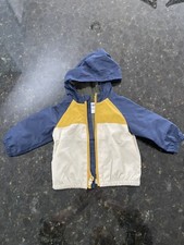 Old Navy Toddler Boys Girls Blue Yellow Windbreaker Jacket Hood Size 6-12 Months