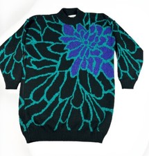 VTG Distinctly Different Women 18w Metallic Glitter BlackPurple Oversize Sweater