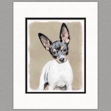 Rat Terrier Dog Original Art Print 8x10 Matted to 11x14