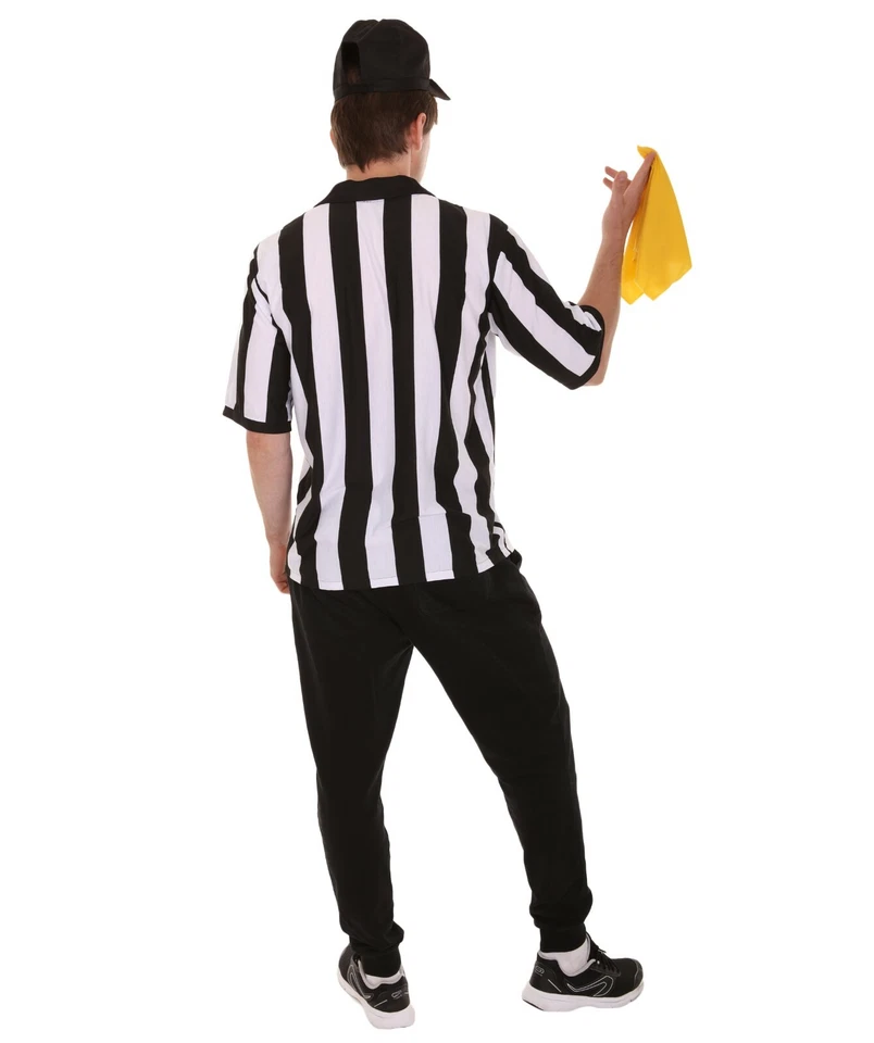 Camisa y gorra de árbitro para hombre adulto 4 piezas disfraz | Disfraz blanco y negro HC-134 Foto 4 de 4