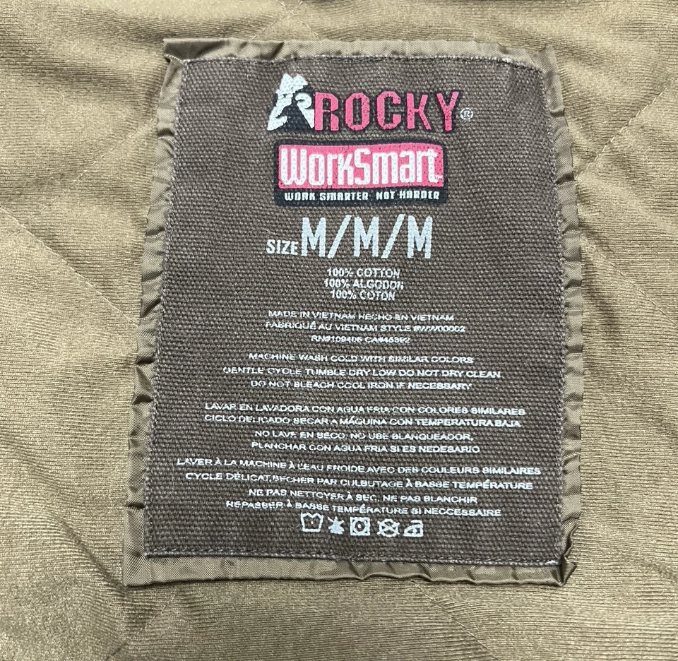 Colete de trabalho Rocky Boots trabalho mais inteligente não mais duro lona marrom tamanho médio - Imagem 2 de 4