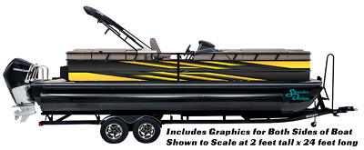 Yellow Orange Zig Zag Black Graphic Kit Decal Fishing Boat Wrap Pontoon Vinyl