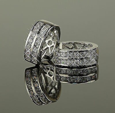 Orecchini A Cerchio Oro Giallo 14kt (585) Con Zirconi - Eleganti E Sicuri, In Confezione Regalo