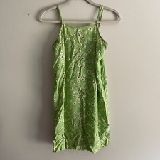 AE Studio Women XS Green Daisy Floral Y2K Tie Back Square Neck Mini Sundress NWT