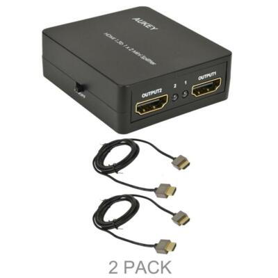 AUKEY HA-H01 1x2-Port HDMI Audio Video1.3b Mini Splitter w/3D & 1080p W 2 Cables