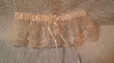 White Wedding Garter With Beaded Bow New