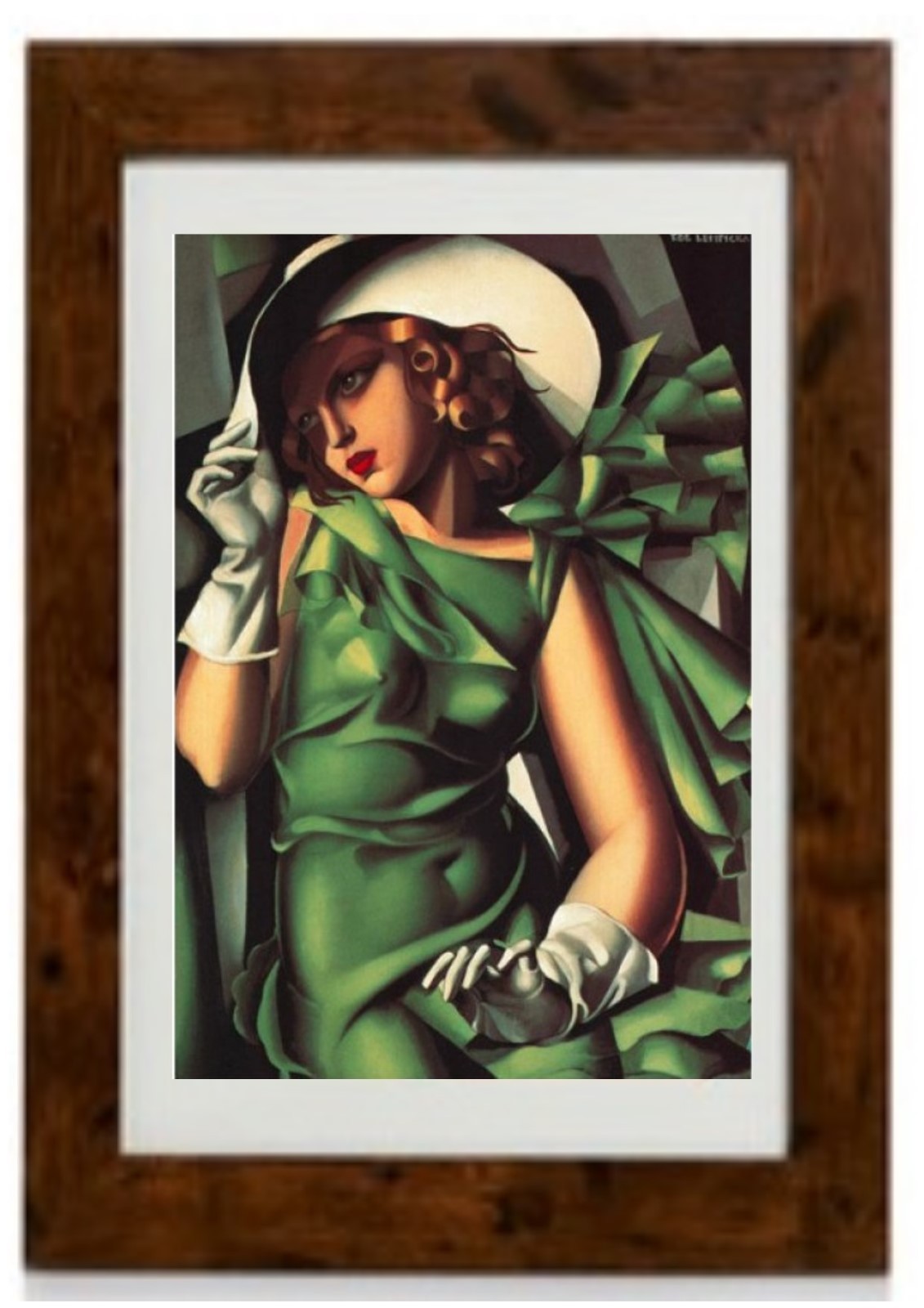 Young Lady with Gloves (Girl in Green Dress) Framed Print by Tamara de
