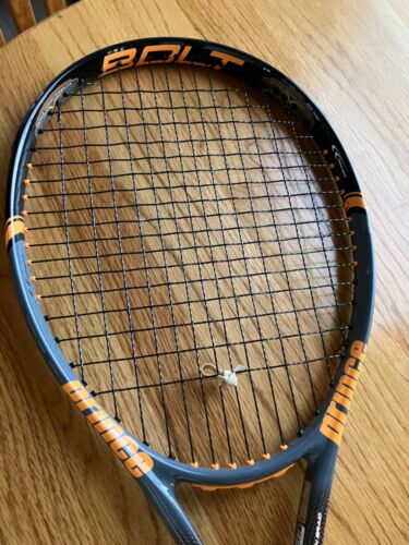 Prince Thunder Bolt 110 Spin racket 27” long 17x14 stringing pattern Gray/Orange - Picture 2 of 8