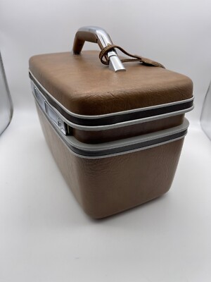 Vintage Samsonite Silhouette Brown Cosmetic Travel Case w/Mirror