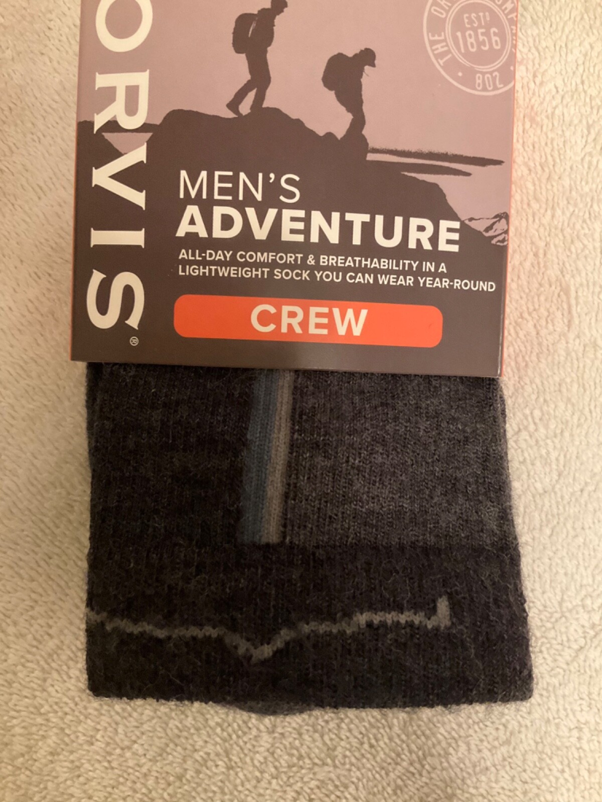 1 Pair of ORVIS Men’s Adventure Crew Socks Size XLarge (Color Black
