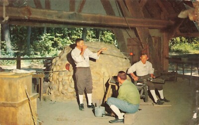 Postcard VA Jamestown Glass Making Blowing Factory Settlers