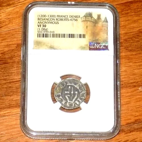 1200- 1300 France Denier Besancon Roberts - 4756 ANONYMOUS NGC VF 30 COIN