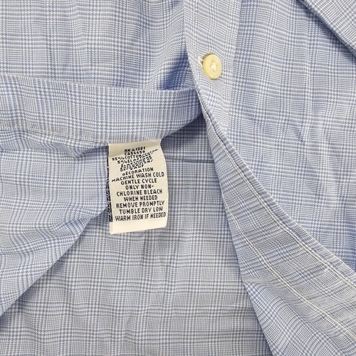 Polo Ralph Lauren Dress Shirt Mens 16 34/35 Blue Grid Check Button Up Cotton - Picture 6 of 11