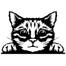 Cute Peeking Cat - Black Vinyl Graphic Decal Car Truck Windows Laptop Tablet