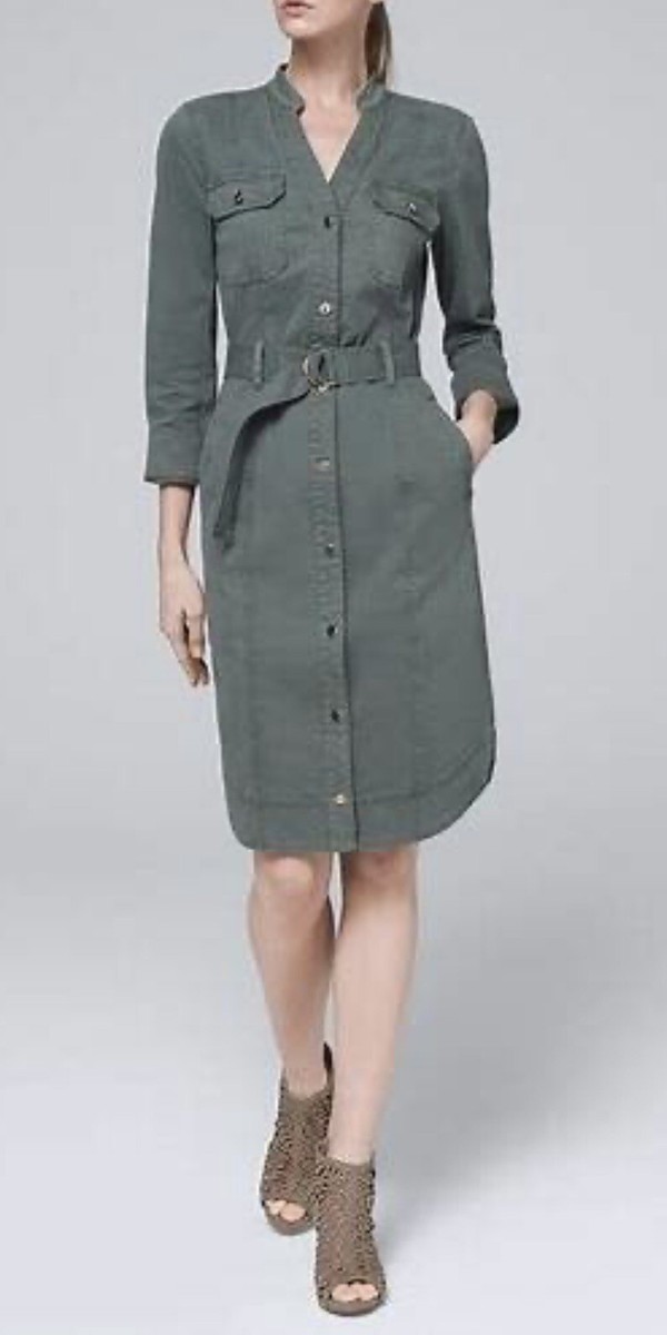 khaki green denim dress Olive Green Denim Button Front Mini Dress - All Dresses