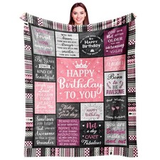 Birthday Gifts for Women Girls Throw Blanket 80"X60", Happy Birthday Decorati...