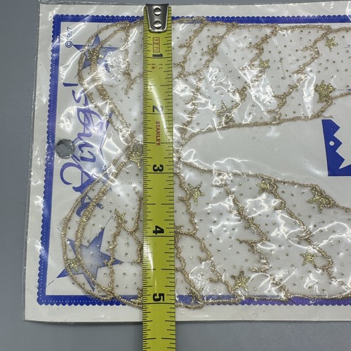 2x Saint Louis Besatz bestickt Engelsflügel 6" Gold klar USA 1997 Vintage - Bild 5 von 6