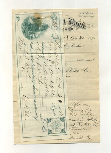 Antique 1878 Bank Check Draft Medina Painesville Ohio Lake County Letter Ship