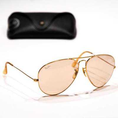 RAY-BAN Aviator B&L Bausch & Lomb USA Sonnenbrille Gold Gelb Shooter Outdoorsman