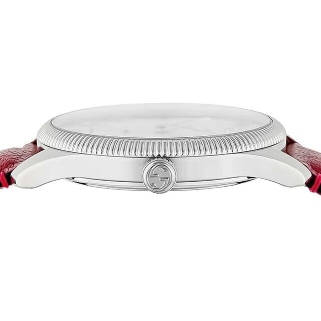 Gucci G-Timeless Men's Watch YA126346 Silver Dial Leather Strap Used From Japan