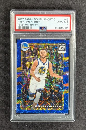 2017-18 Panini Donruss Optic Blue Velocity Prizm Stephen Curry #46 PSA 10 GEM MT