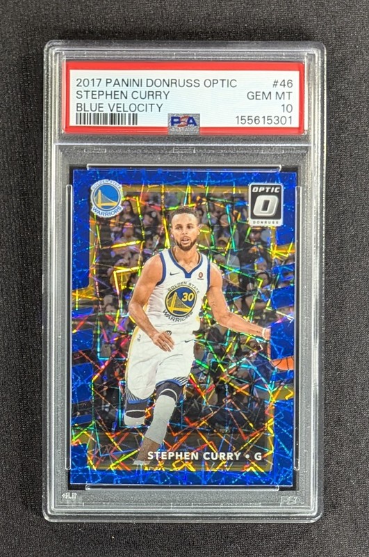 2017-18 Panini Donruss Optic Blue Velocity Prizm Stephen Curry #46 PSA 10 GEM MT